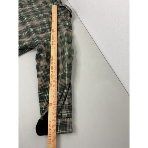 Burrylane Flannel Shirt Jacket Tan Green Fleece Lined Button Down Mens Size XL - Picture 12 of 14